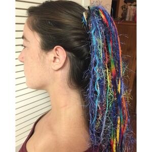 Primary mixed tones- Yarn hair fall / clip for Burning Man or festivals #002